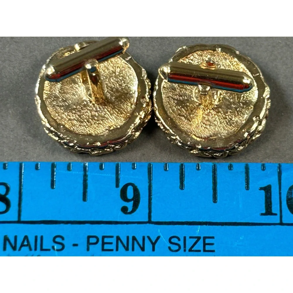 Vintage US Eagle Coin Cufflinks Replica1878 Motif Gold Tone Round Patriotic